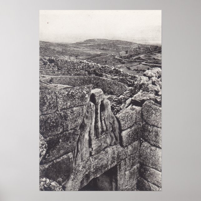 POSTER LÍON GATE E CÍRCULOS GRAVES MYCENAE GRÉCIA (Frente)