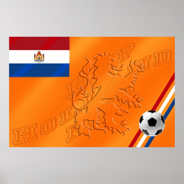 Poster Lion Holanda Hup Bandeira 2014 Soccer (Frente)