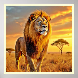 Poster Lion King Savanna Sunset Design