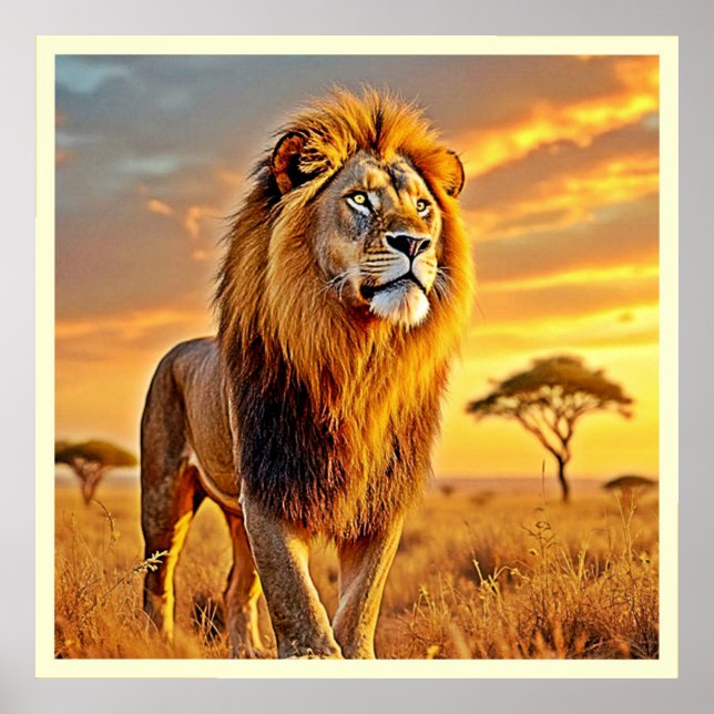 Poster Lion King Savanna Sunset Design (Frente)