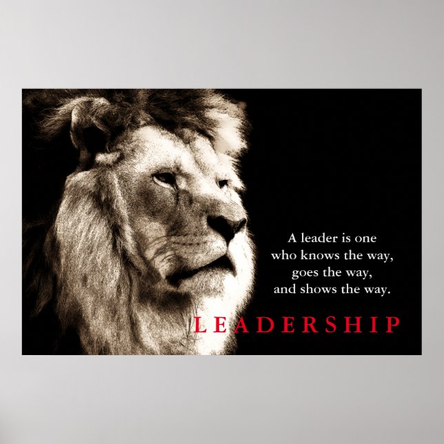 Poster Lion Motivational Leadership Quote (Frente)