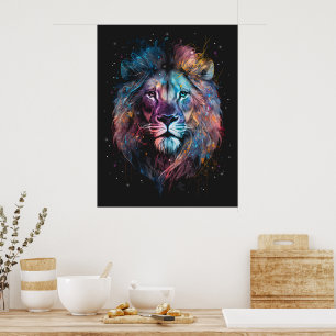 Poster Lion Nebular - Grafite Neon Ink Splash
