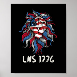 Poster Lion Not Sheep 1776 EUA Flag Independence