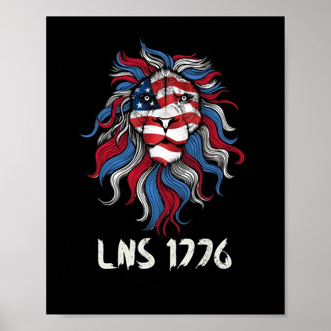 Poster Lion Not Sheep 1776 EUA Flag Independence (Frente)