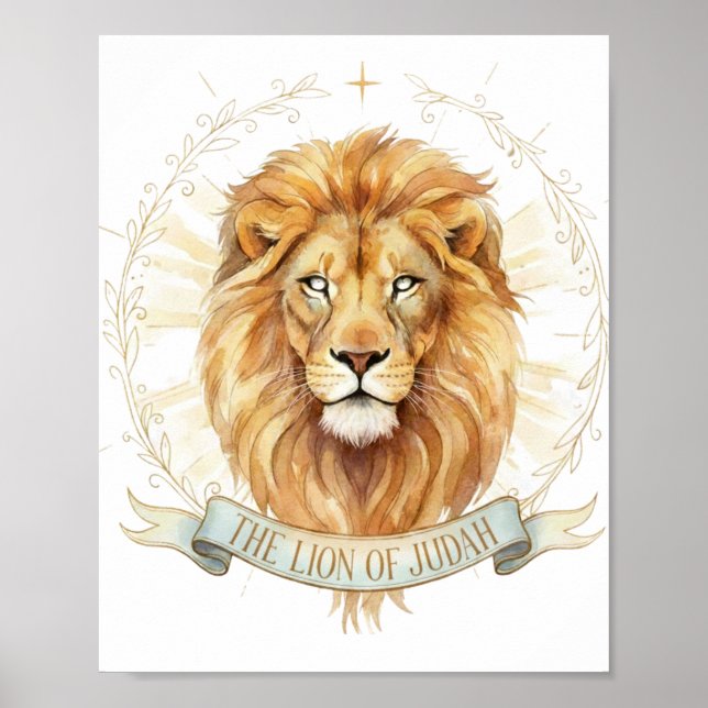 Poster Lion of Judah Christian Wall Art - 8x10 Bold Faith (Frente)