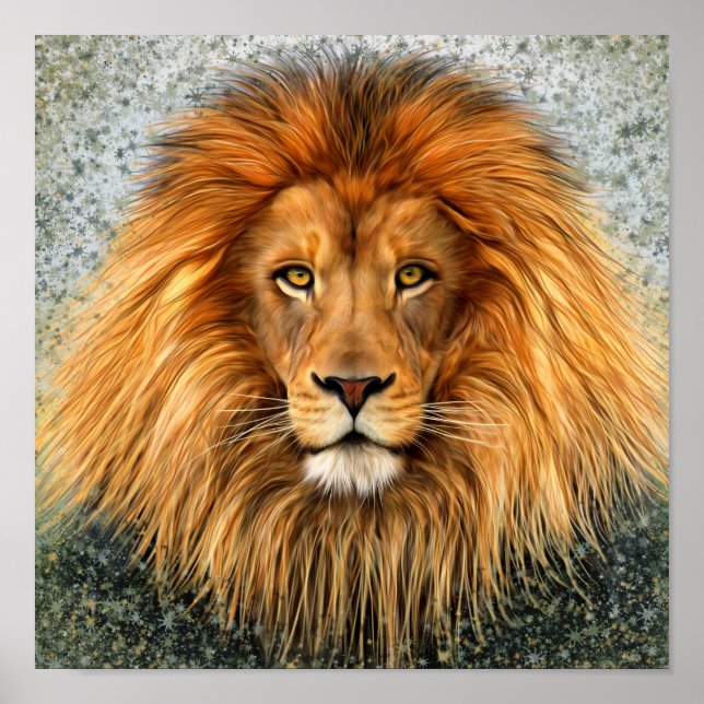 Poster Lion Photograph Paint Art image (Frente)