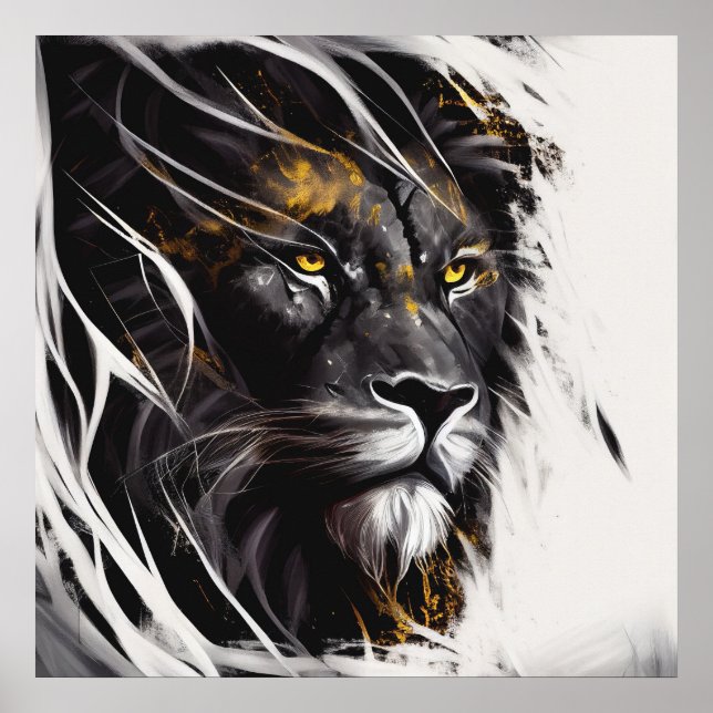 Poster Lion Portrait Animal Painting Willife Adventure (Frente)