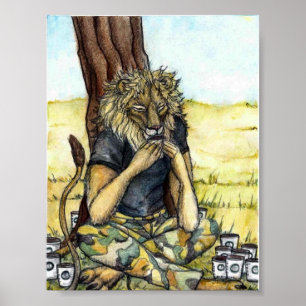 Pôster Lion-poster de café