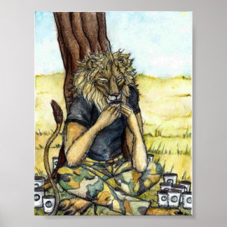 Pôster Lion-poster de café