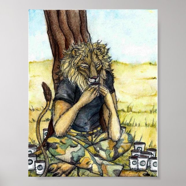 Pôster Lion-poster de café (Frente)