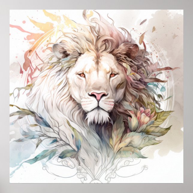 Poster Lion Retrait Animal Painting Willife Outdoor (Frente)
