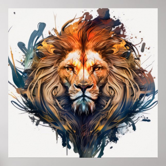 Poster Lion Retrait Animal Painting Willife Outdoor (Frente)