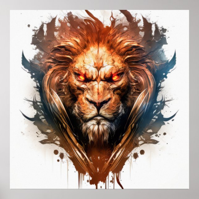 Poster Lion Retrait Animal Painting Willife Outdoor (Frente)