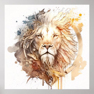 Poster Lion Retrait Animal Painting Willife Outdoor