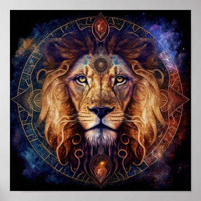 Poster Lion Spirit Mandala Arte Visionária (Frente)