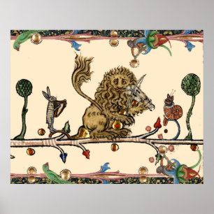 Poster Lion Violinista MÚSICA BESTIAL MEDIEVAL,