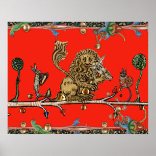 Poster Lion Violinista MÚSICA BESTIAL MEDIEVAL,