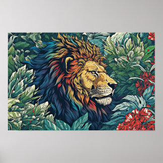Poster Lion Wall Poster, Ilustração de Arte