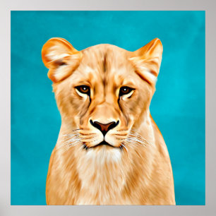Poster Lioness Retrait Painting Wild Life Dons
