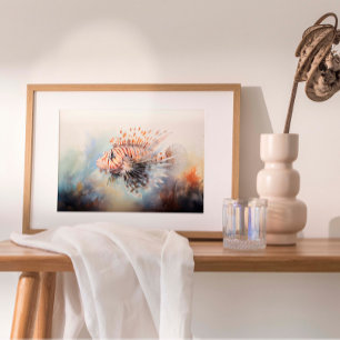 Poster Lionfish Elegance: Aquarela da Joia do Oceano