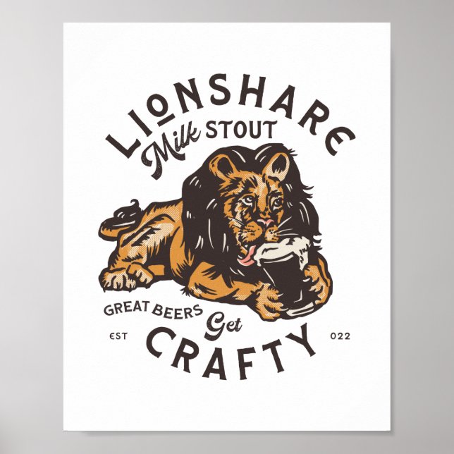 Poster Lionshare Milk Stout: Cervejas Excelentes, Obtençã (Frente)