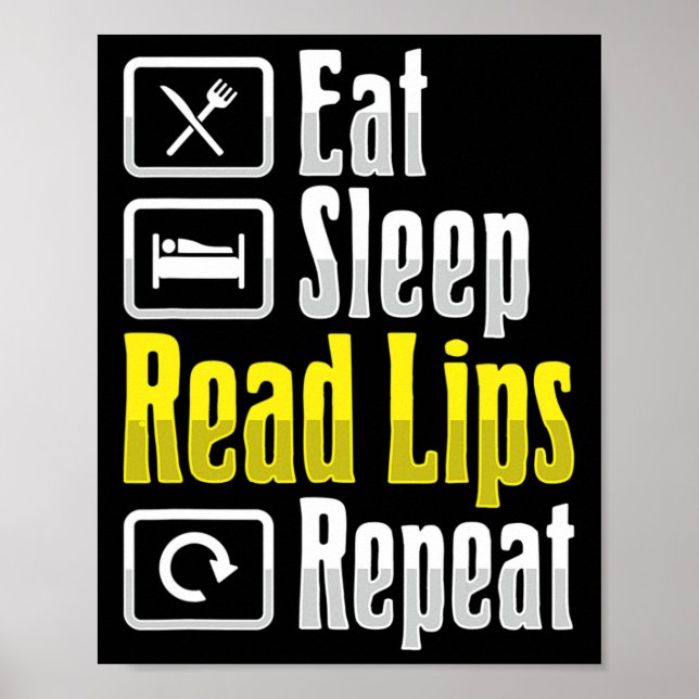 Poster Lip Lendo ASL Gesto de Mão surdo Ausente Audição P (Frente)