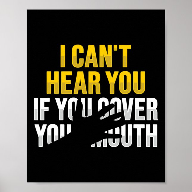 Poster Lip Lendo ASL Gesto de Mão surdo Ausente Audição P (Frente)