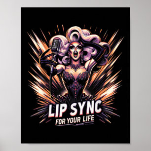 Poster Lip Sync Para Sua Vida Arraste O Gráfico Da Rainha