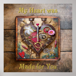 Poster Lipstick Flores Heart Steampunk Series