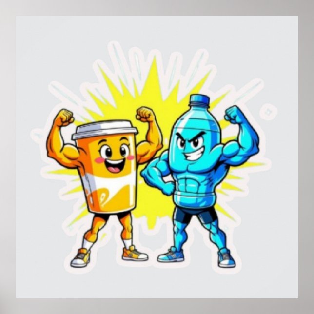 Poster Liquid Strength – Funny Juice & Water Muscle Desig (Frente)