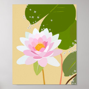 Poster Lírio de Água 07 Amarelo e Rosa
