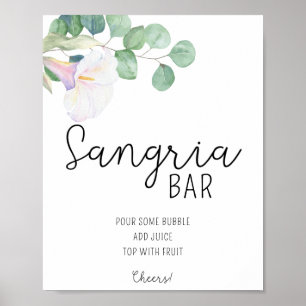 Poster Lírio e eucalipto - Cartaz do bar de sangria