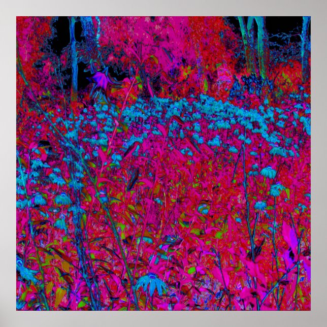 Poster Lírio Flor de Jardim Roxo Psicodélico Magenta (Frente)