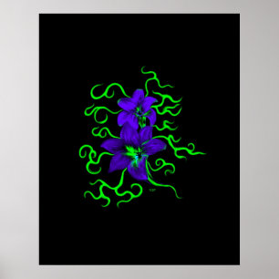 Poster lírio roxo sobre preto