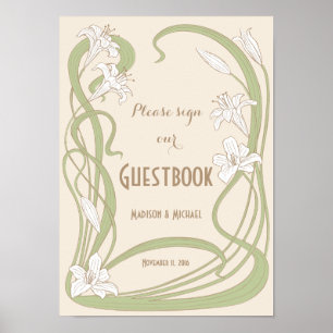 Poster Lírios brancos que Wedding o sinal do Guestbook
