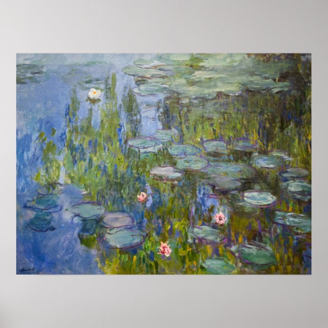Poster Lírios de água por Claude Monet Impressionista Clá (Frente)
