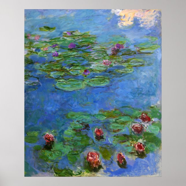 Pôster Lírios de Água Vermelha, Claude Monet (Frente)