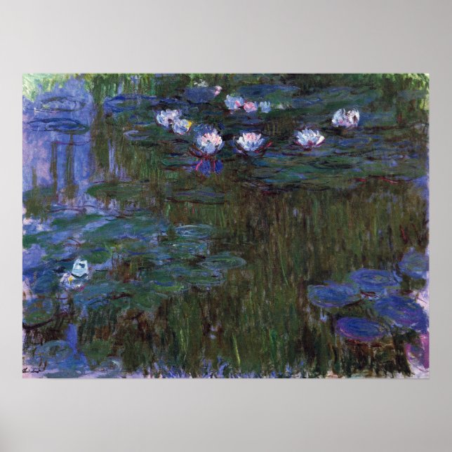 Poster Lírios de Claude Monet, Vintage Fine Art (Frente)