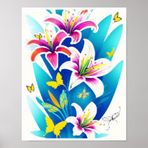 Lírios e Borboletas Amarelas