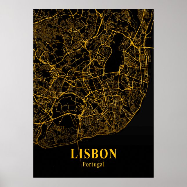 Poster Lisboa - Mapa da Cidade Dourada em Portugal (Frente)