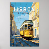 Lisboa Portugal Bonde Amarelo Viagem Arte Vintage