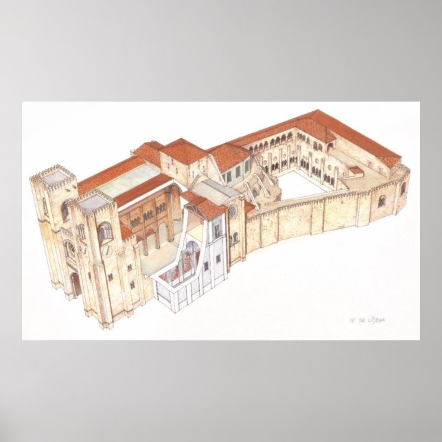 Pôster Lisboa Portugal. Catedral (Frente)