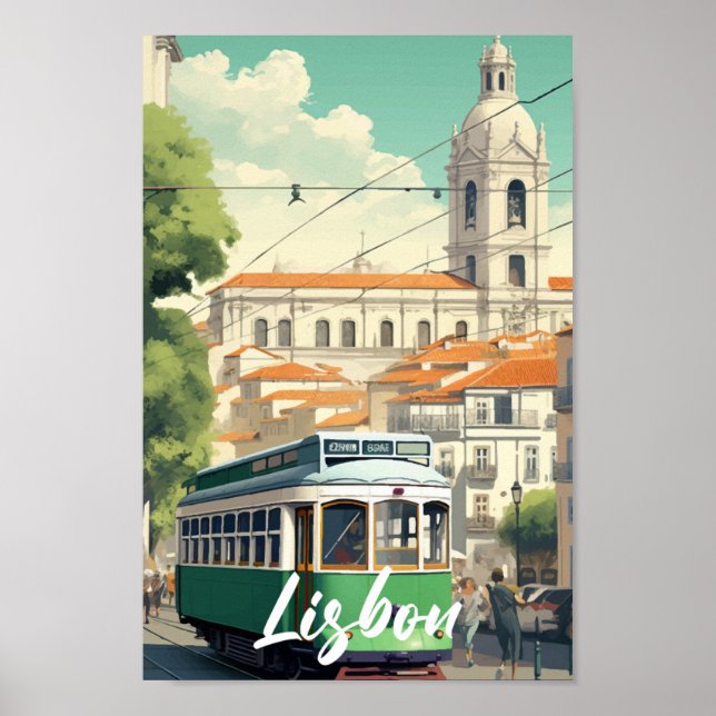 Poster Lisboa Portugal Familiar Viagem (Frente)