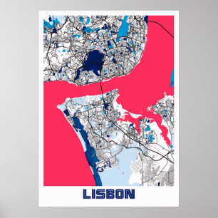 Poster Lisboa - Portugal MilkTea City Map