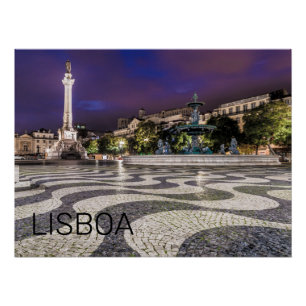 Pôster Lisboa Portugal Rossio Square Holiday Souvenir