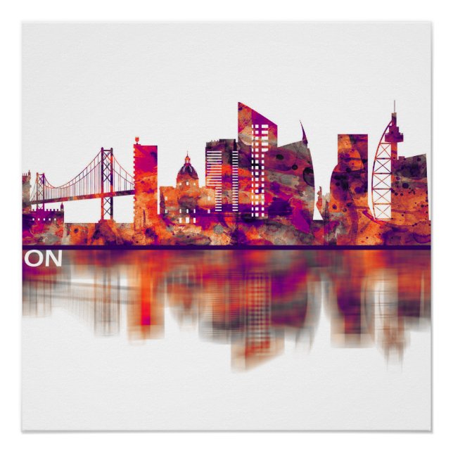 Pôster Lisboa Portugal Skyline (Frente)