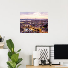 Lisboa Portugal Sunset Skyline Cityscape Souvenir
