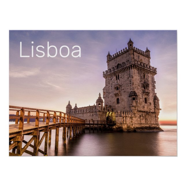 Pôster Lisboa Portugal Torre de Belém — Feriado Sunset (Frente)