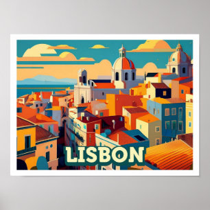 Poster Lisboa Portugal Viagem artístico colorido