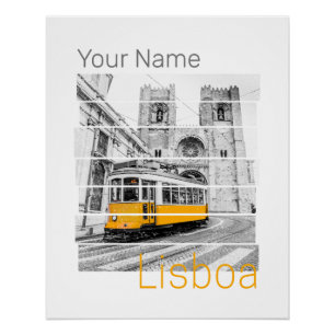 Pôster Lisboa Portugal Vintage Holiday Tram Souvenir